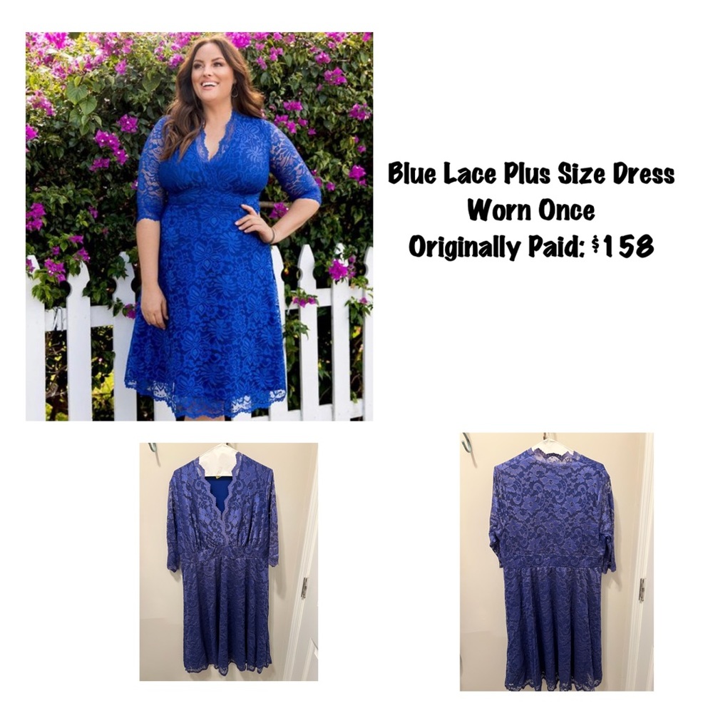 Blue Lace Dress-Plus Size